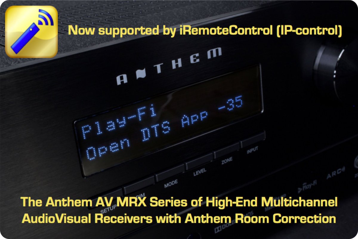 iRemoteControl's tweet image. iRemoteControl is proud to announce IP Driver support for the AnthemAV MRX range of Multichannel A/V Receivers.  No programming required!