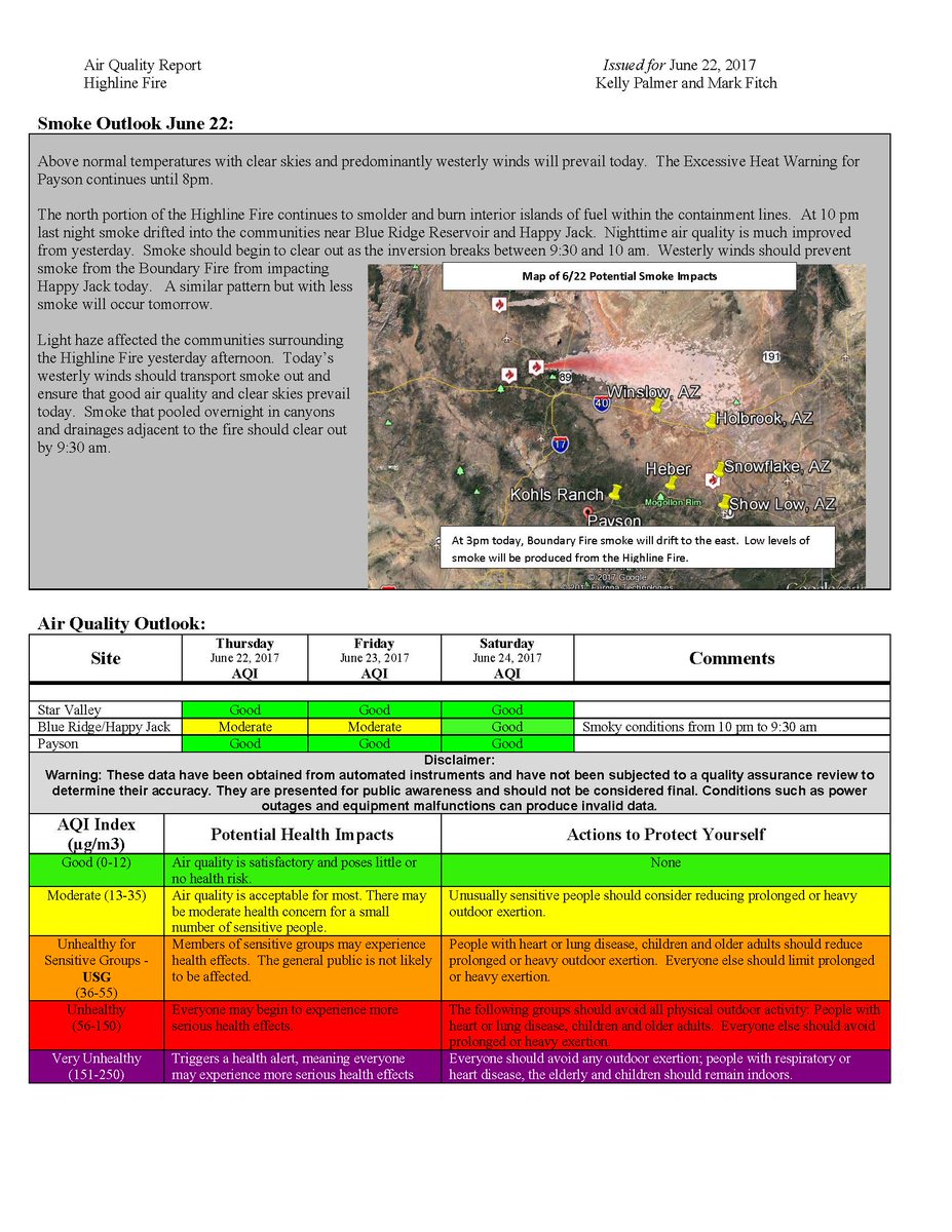HighlineFire's tweet image. #HighlineFire June 22 Air Quality Report. A downloadable version is available at goo.gl/4j9iMY