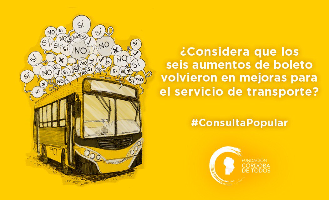 cordobadetodos's tweet photo. #ConsultaPopular #Preguntemos
Con el boleto urbano más caro del país, te preguntamos: https://t.co/wqYYKmKM8Z