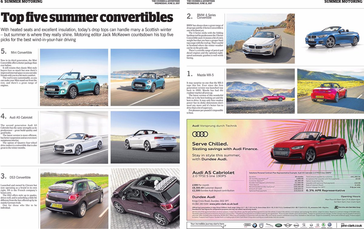 ScotsMotorsMark's tweet photo. Top 5 Summer Convertibles @MINI @AudiUK @CitroenUK  @BMW_UK @mazdaukpr  #Convertible #summertime # https://t.co/0VEEkeeJQ4