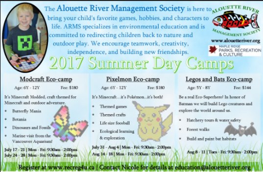 ARMS 2017 #SummerCamp themes for children ages 5-12 years old. Register your child soon as spots are limited - recreg4u.ca