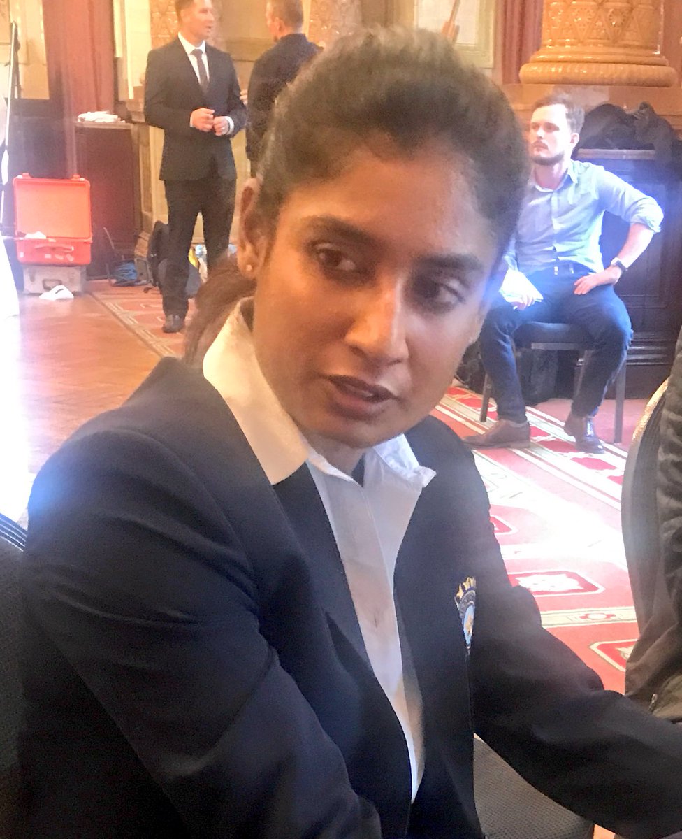 Superb response from Indian skipper Mithali Raj. Asked by a reporter who her favourite male player is: 'Would you ask a man that?' 👊🏻 #WWC17