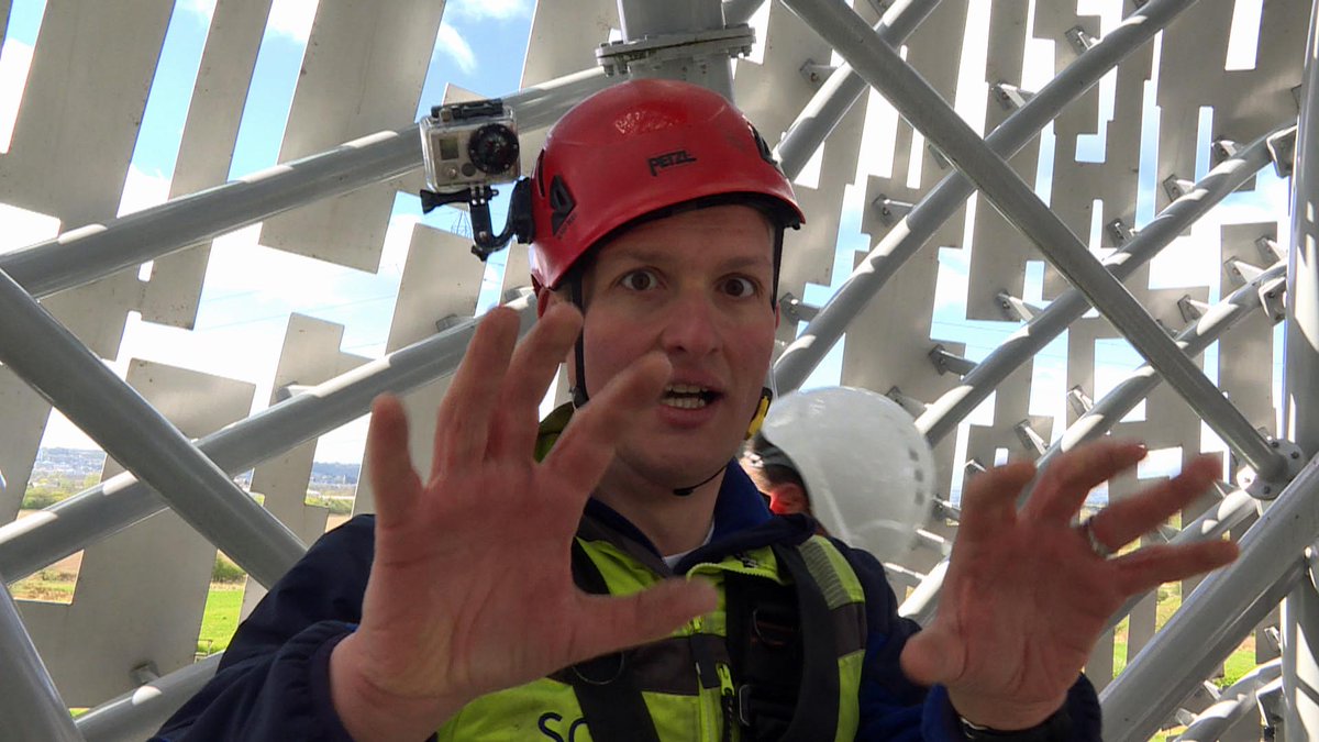Eyeline_Media's tweet photo. "My hands are shaking!" Find out why @calum_macaulay has just discovered he has a fear of heights! Air a' Chanal tonight at 9 on #BBCALBA https://t.co/cYN7t0zuPk