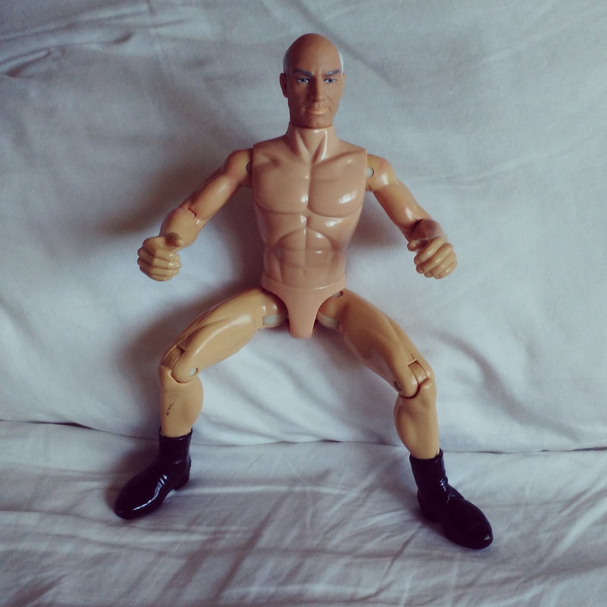 Realized I hadn't tweeted in a while... So, anyhoo, here's a ripped, sexless Captain Picard in gogo boots. Naked so, number one!