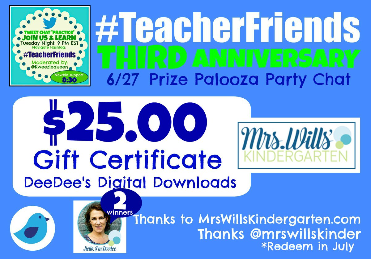 KweezleQueen's tweet photo. #TeacherFriends 6/27 MORE prizes from @RockingDanTM @mrswillskinder @amodernteacher

#firstgradechat #educhat #ecechat #TWOTCW #2ndchat https://t.co/bAxJdBX0dR