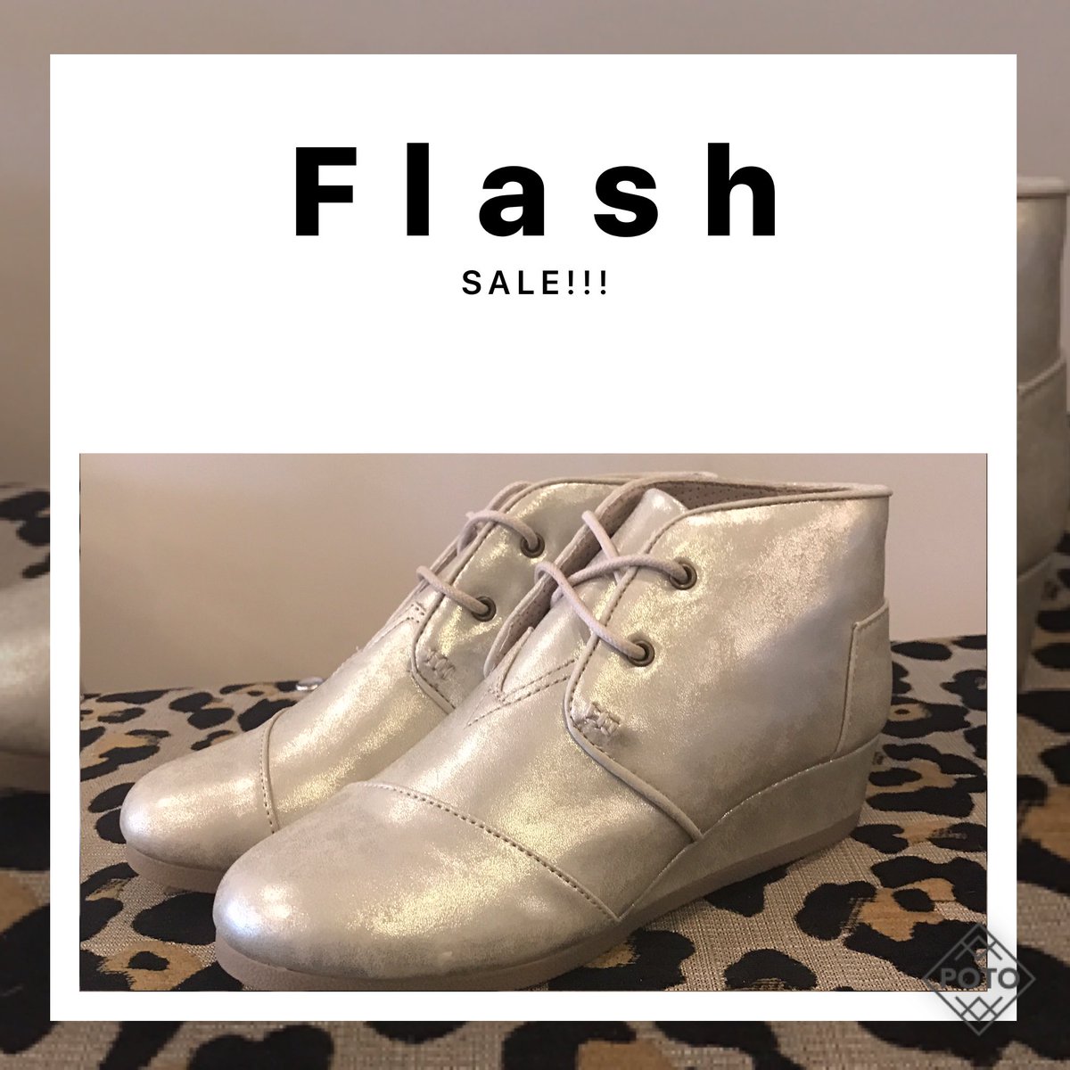 #flashsale at Wynk #boutique 👭 #wynkkids #toms 40% off size 3,4,5,6 #thinkbacktoschool #whitegoldmetallic #shopwynk #downtownhastings #shop