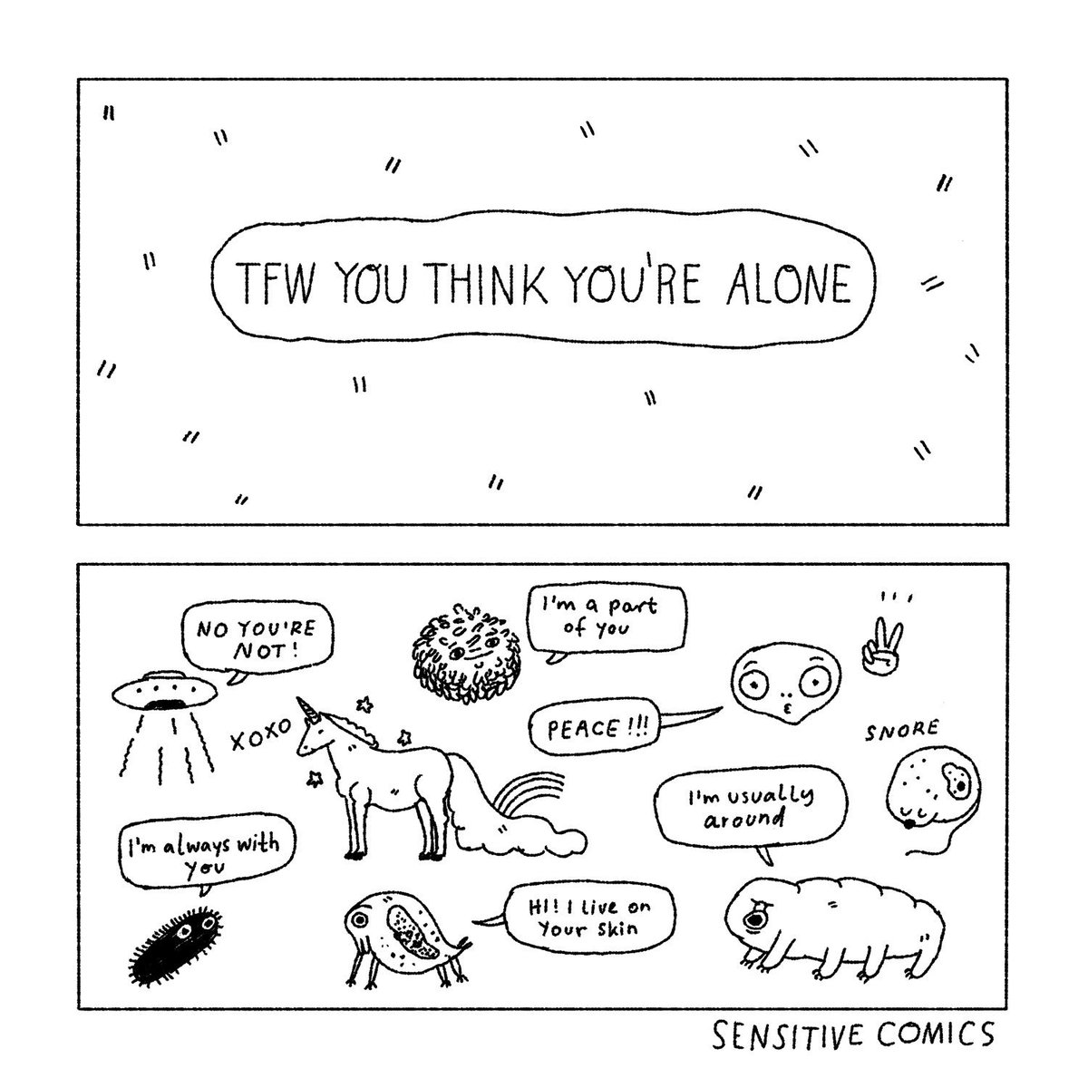 Sensitivecomic's tweet image. In case you're feeling lonely: