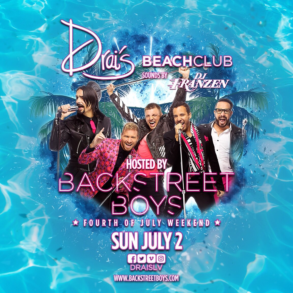backstreetboys's tweet photo. Vegas! Spend your 4th of July weekend partying poolside with your boys at @DraisLV Beachclub on July 2

Tickets: https://t.co/JIU0pM0Zp0 https://t.co/TyGNuVIKCE