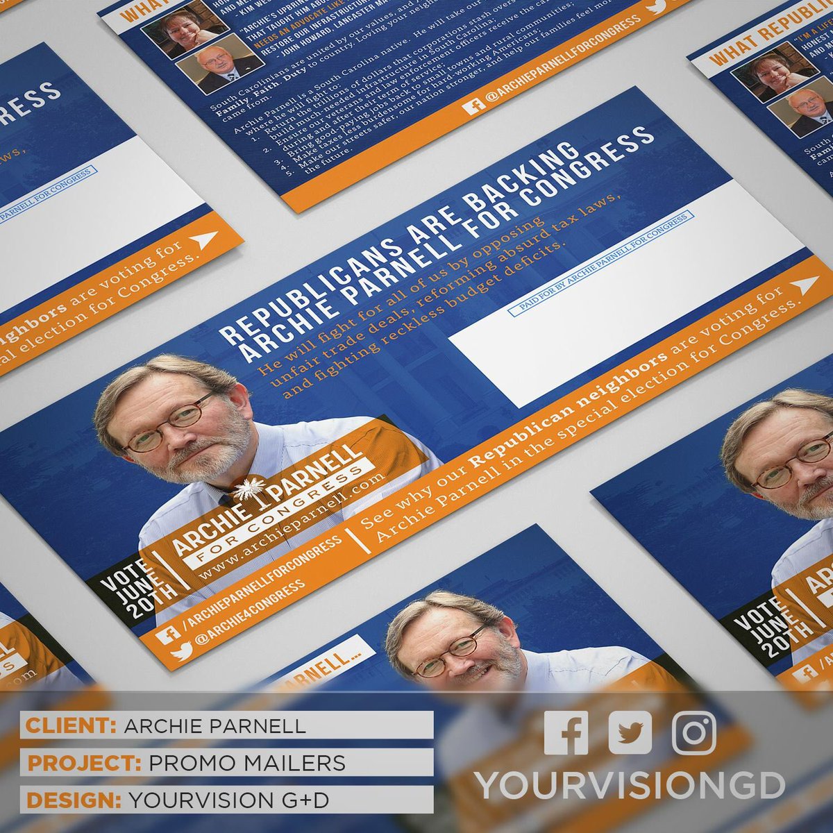 YourVisionGD's tweet image. #promo mailers we made for @Archie4Congress. #ArchieParnell #Election2017 #Congress #SpecialElections #design