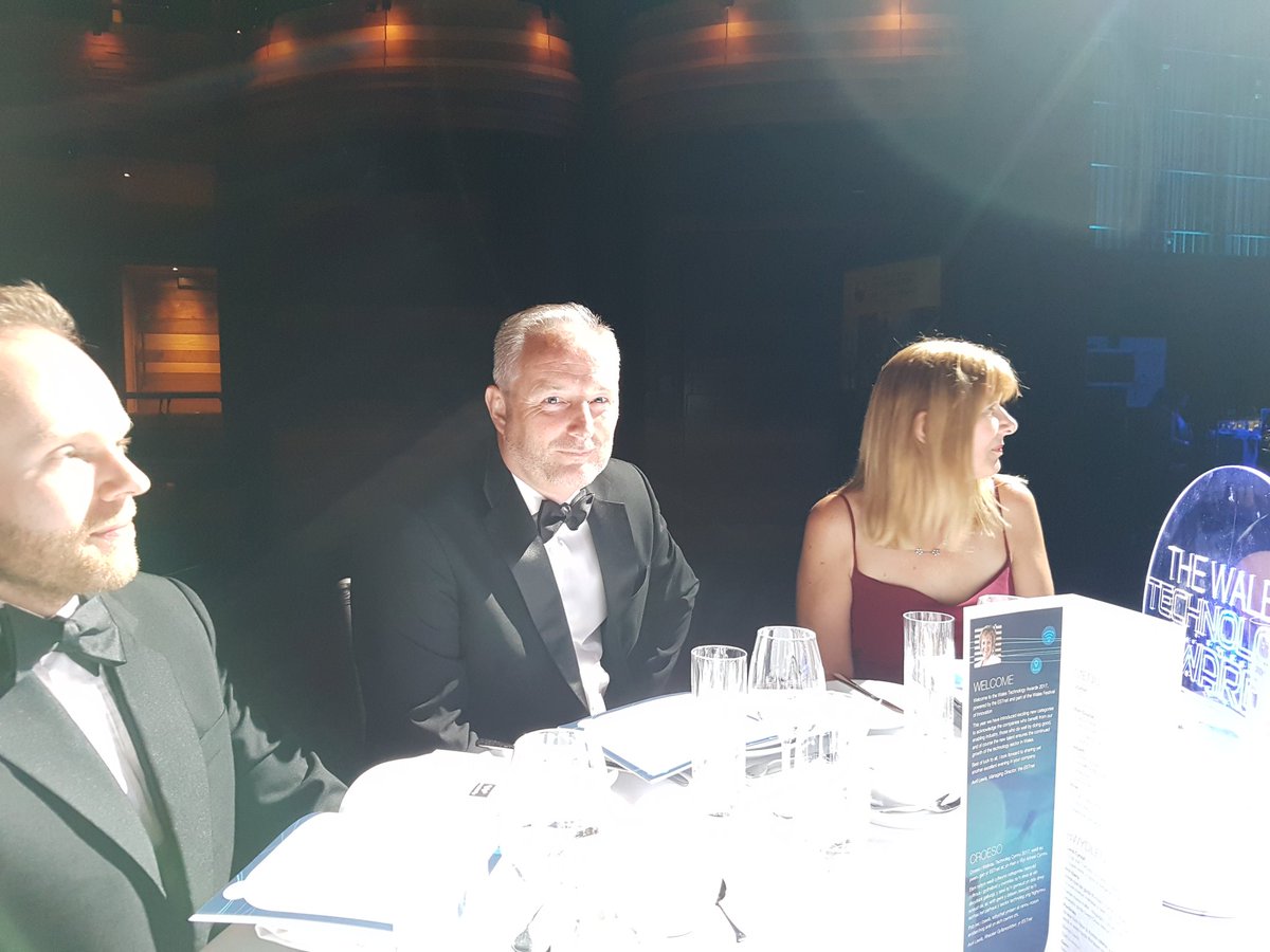 AlliPinney's tweet image. We are table 38 @TheESTnet  #WalesTech #awards with Rob from #samegroup