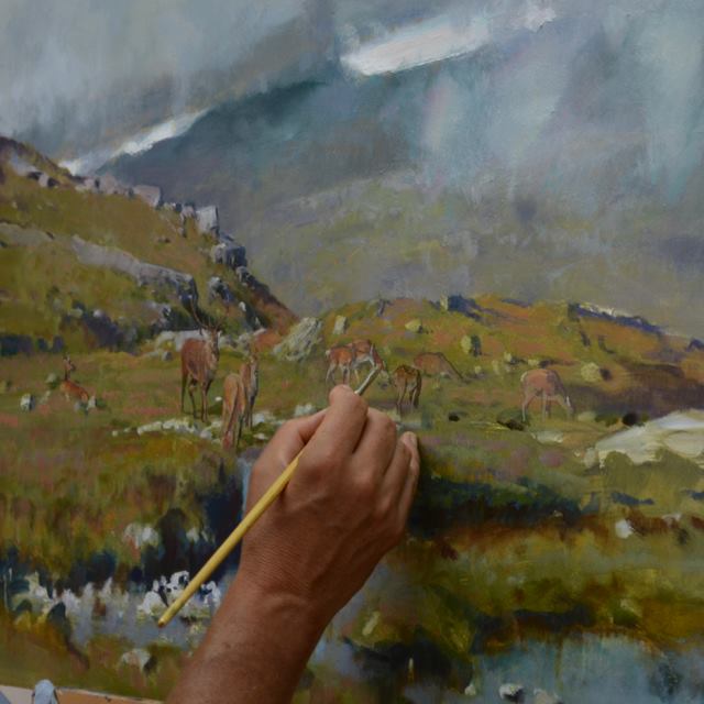 At work  #Sportingart #Scottishart #art #fineart #painting #reddeer #oilpainting #deer #landscape