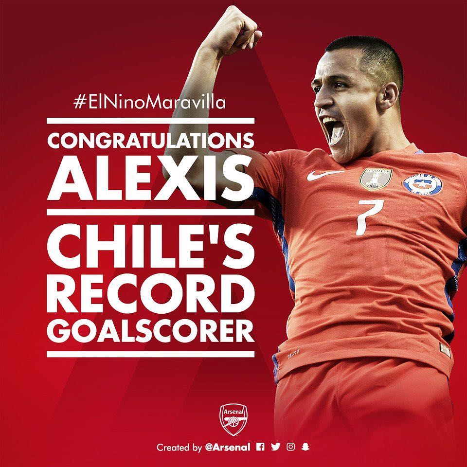 Bolanet's tweet photo. #LiveBolanet Gol Alexis Sanchez ke gawang Ter Stegen pagi ini menjadikannya tok skor sepanjang masa Chile (38 Gol). https://t.co/Bt0VfwPZ4n