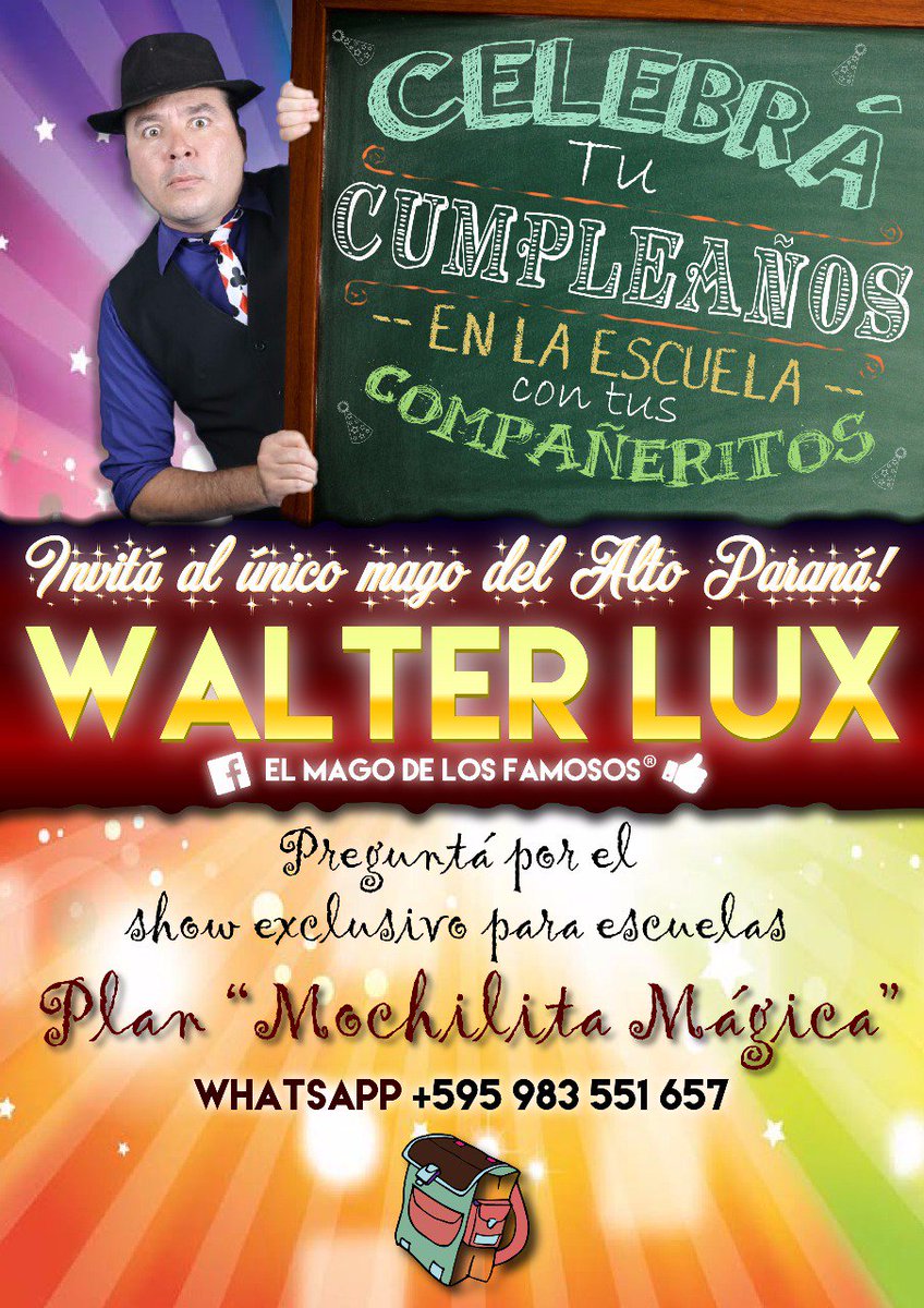 magowalterluxpy's tweet photo. Celebra tu cumpleaños en tu escuela de una manera mágica y divertida. Consultas y reservas al Whatsapp:+595983551657 https://t.co/hNKGxIKWrK