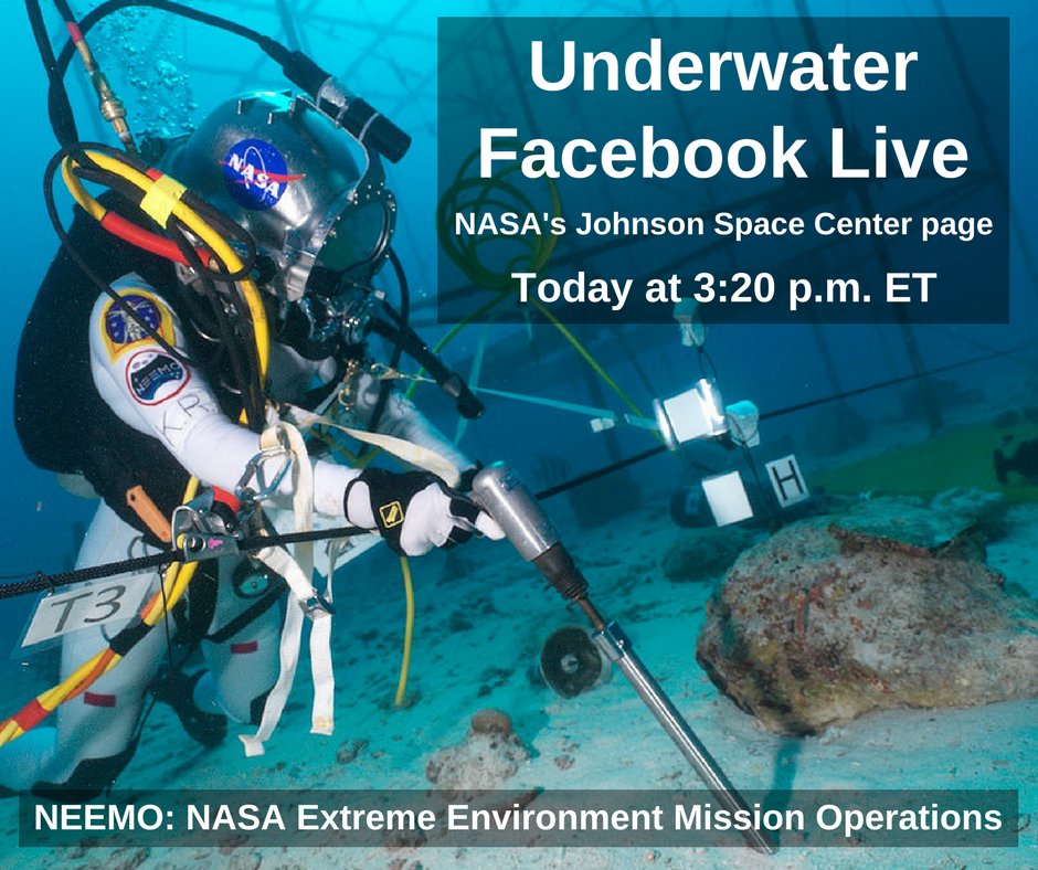 .<a href="/NASA_Astronauts/">ARCHIVED NASA Astronauts</a> &amp; team share their undersea simulation of future deep space missions on @Facebook Live at 3:20p ET facebook.com/NASAJSC/