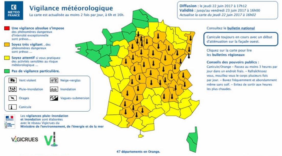 Prefet45_Centre's tweet photo. #Loiret toujours en #VigilanceOrange demain vendredi. Protégez vous, hydratez vous ! Le week-end-end devrait être un peu moins chaud. https://t.co/4zgQkMCFGP