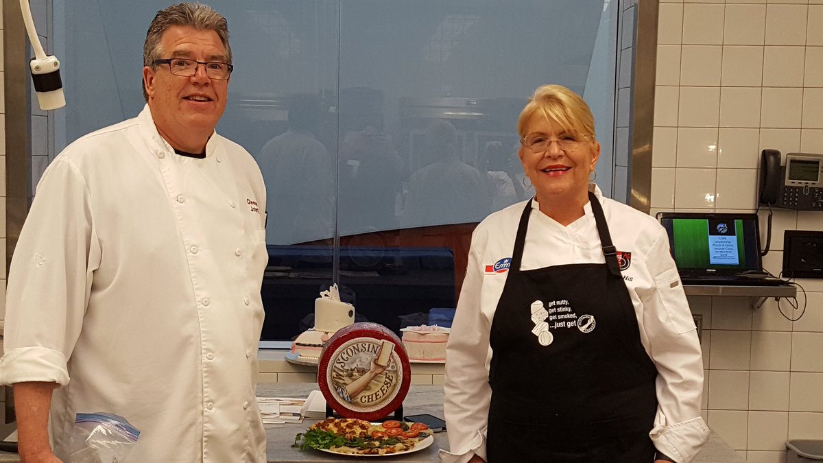 NCFCSEd's tweet photo. .@WisconsinCheese demo at Center for Advancement of Foodservice Education Leadership Conference #culinary #cheese #SayYestoFCS #culinaryed https://t.co/wIoaSM7WJ4