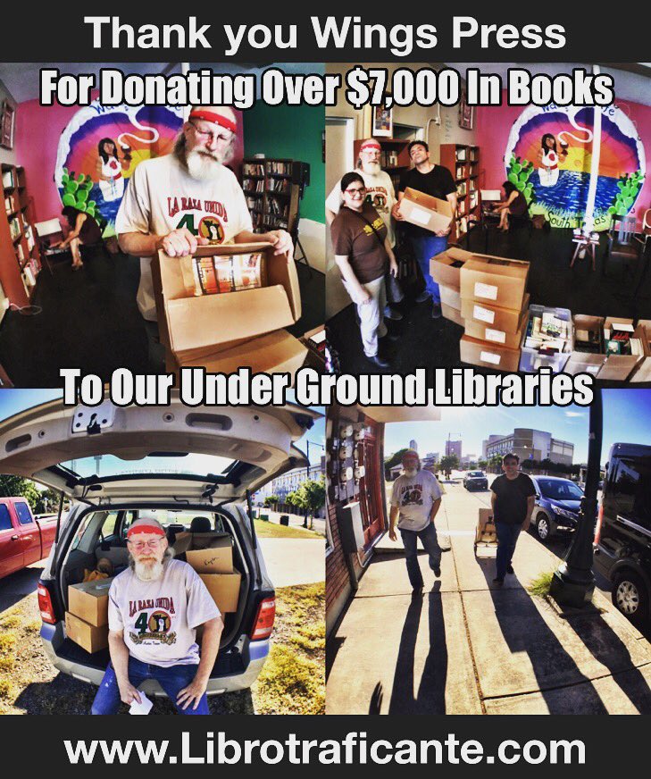 Librotraficante's tweet photo. Thank you @WingsPress for #donating over $7,000 in books to our #UnderGroundLibraries https://t.co/ANJd63o0Vt #EthnicStudiesNow! https://t.co/SKQcWg8mNG