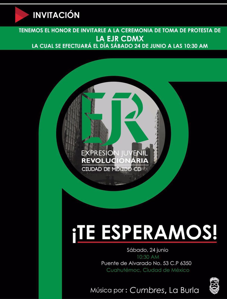 PRI_Nacional's tweet photo. Hacemos extensiva la invitación a la toma de protesta de @EJR_CDMX. ¡No faltes! https://t.co/2MFpORCTWV