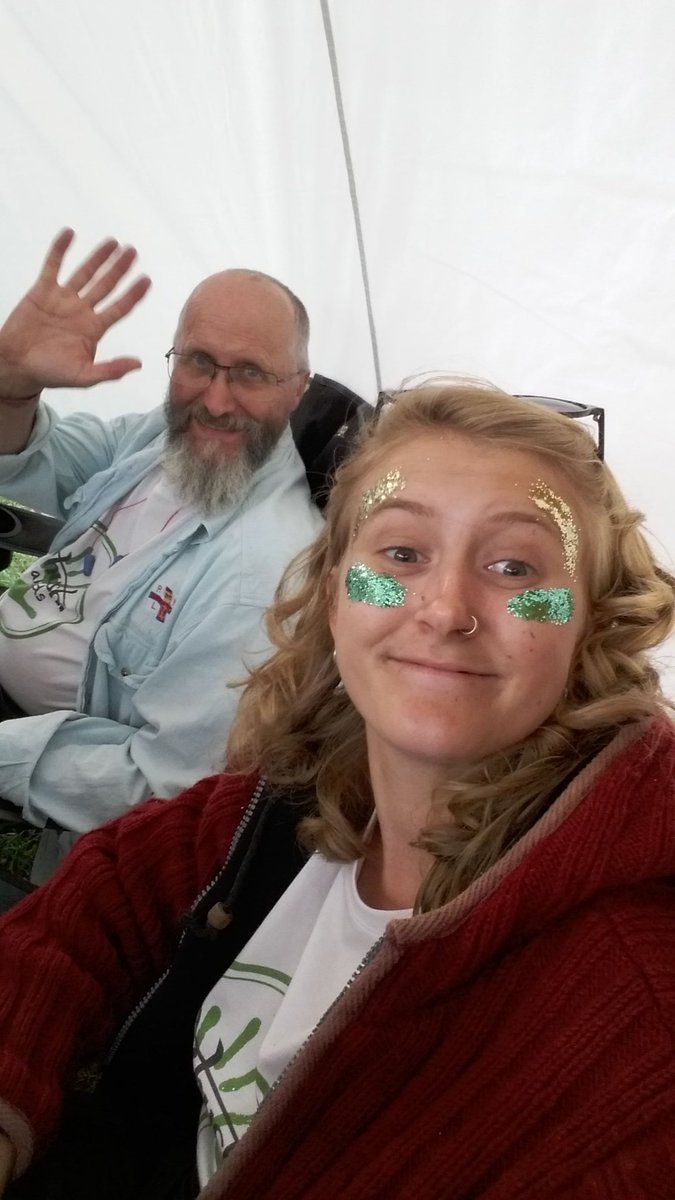 Getting towards of our second day of trading. Cosy in our stall by the circus tent. #KhushiGlasto2017