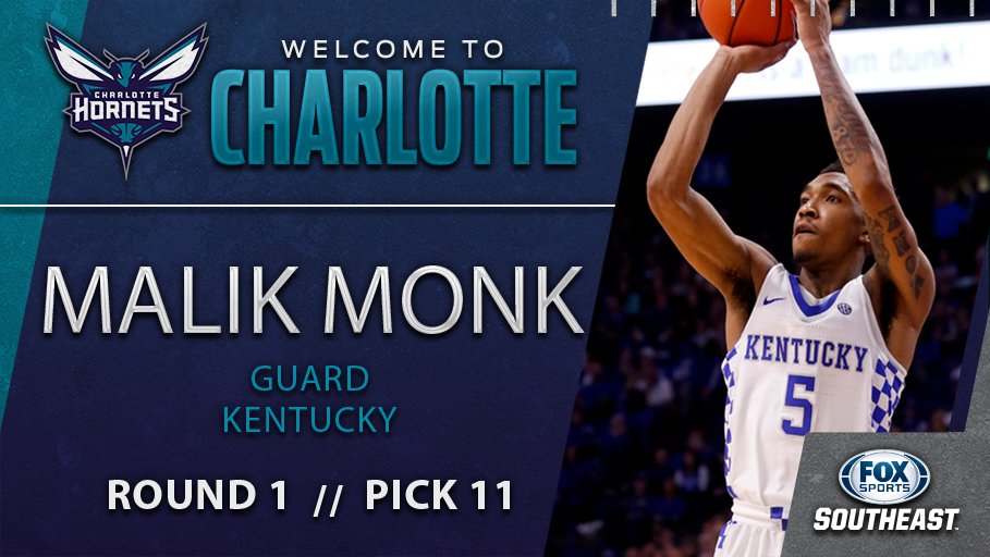 FDSN_Hornets's tweet photo. The @hornets tab @KentuckyMBB star guard Malik Monk, arguably the top shooter in the draft, with the #11 pick. https://t.co/3tml31UXHY