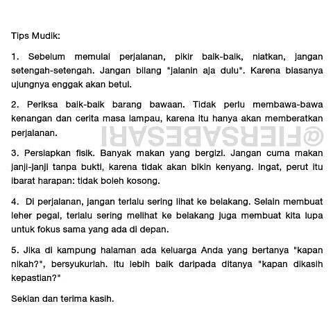 FiersaBesari's tweet photo. #repost tip mudik. Barangkali berguna https://t.co/DTTLma9JIA