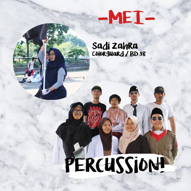 SPDC_UNPAD's tweet image. Selamat kepada Sadi Zahra (Colorguard BD38) sebagai #BestPlayer dan Perkusi sebagai #BestSection pada bulan Mei.