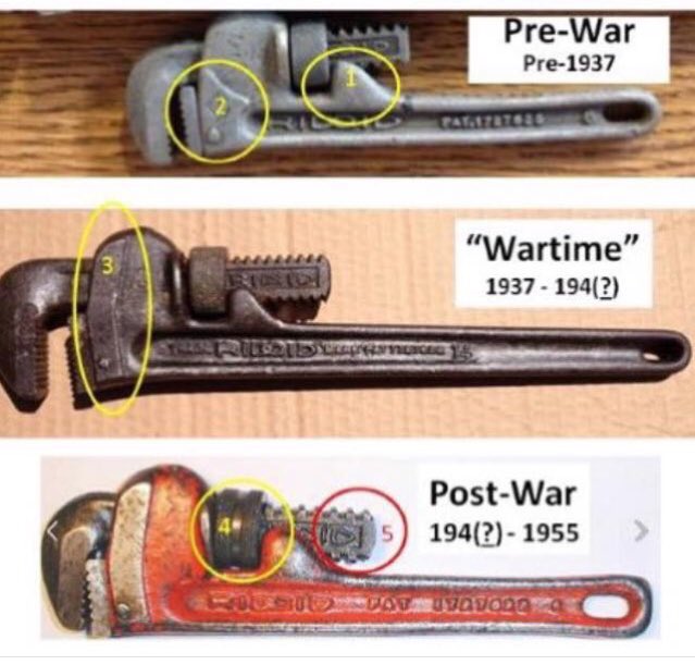 RIDGIDtoday's tweet photo. Thanks to the experts at @SheridanSupply, you can properly date your vintage #RIDGID Pipe Wrenches. https://t.co/KNvhMwn9ks