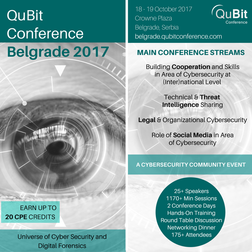 QuBitCon's tweet photo. Main conference STREAMS - revealed! #QuBit2017 #cybersec #privacy #GDPR #conference #belgrade #ITsecurity https://t.co/cbUWdPMVcn https://t.co/X7c9uoMGlw