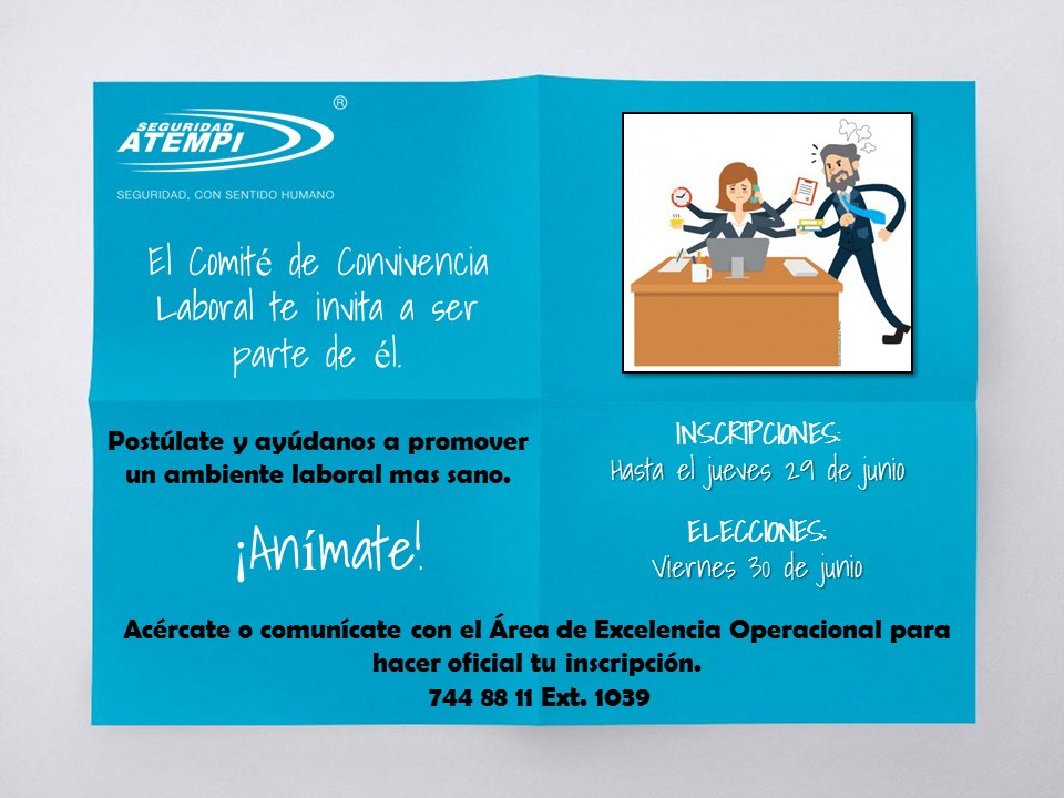 SeguridadAtempi's tweet image. #SeguridadconSentidoHumano #Copasst #ComitédeConvivencia

¡Atención Seguridad Atempi sede Bogotá!: SE EXTIENDE LA INVITACIÓN!