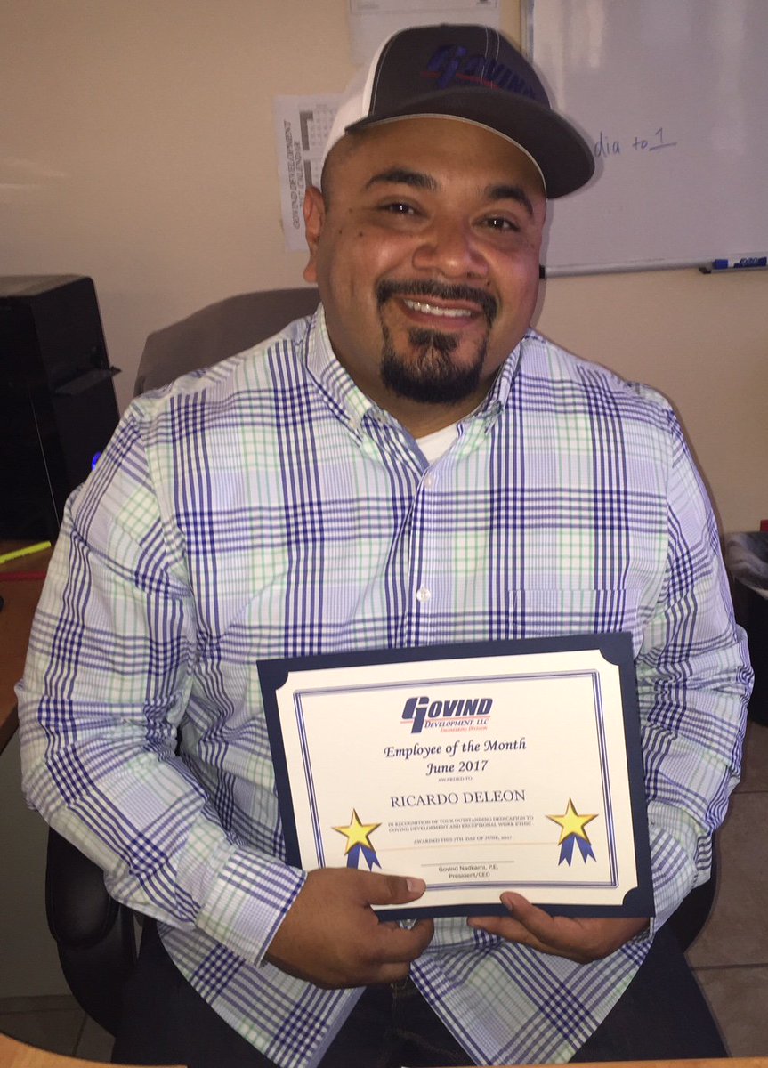 GDLUSA's tweet photo. Our Employee of the Month for June was Ricardo Deleon. Nominated for his initiative to always learn! Thank you Rick for being a team player! https://t.co/3bC2RL0Cw8