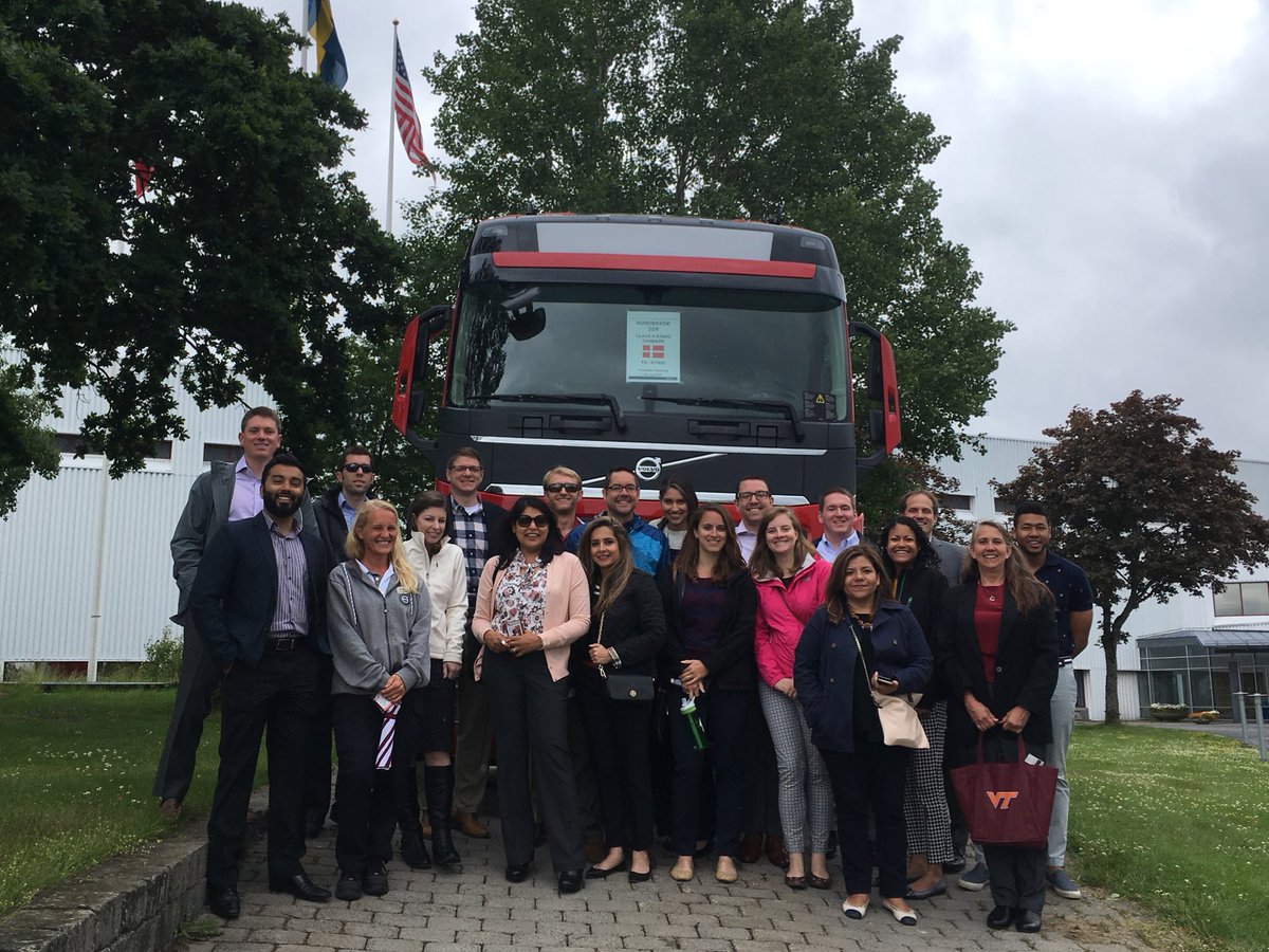 Hoopes_B's tweet photo. @VirginiaTechMBA students visited @VolvoTrucks in Tuve today. So impressive! #safety #quality #vtscan17 #thanksfortheflag https://t.co/3OTnTEb7gj