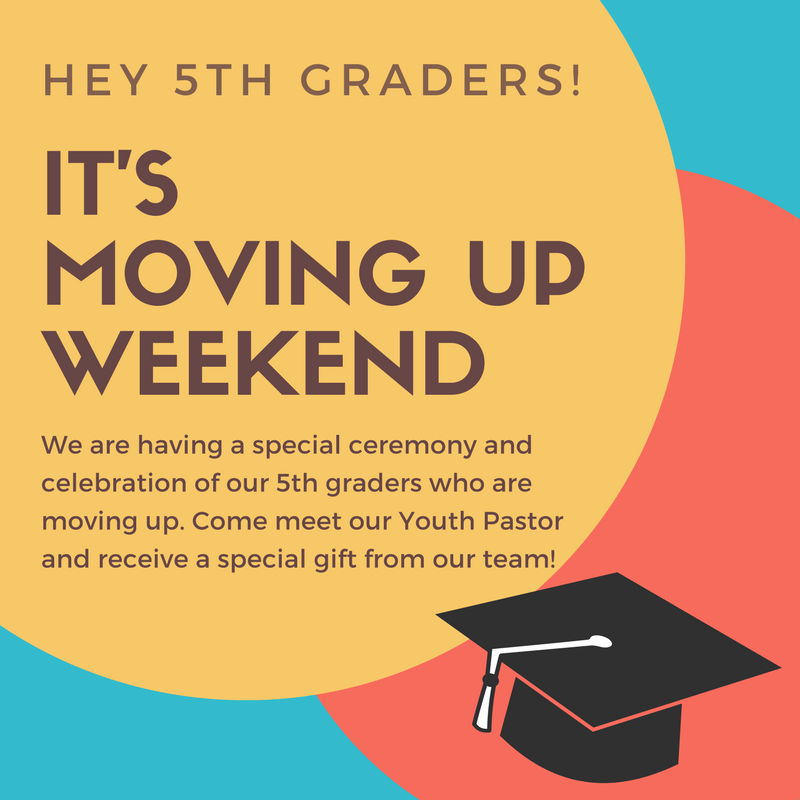 CFC_Kidz's tweet photo. Make sure your 5th graders are in KidZone  THIS weekend for our moving up ceremony and celebration! https://t.co/NppfPyrZAa