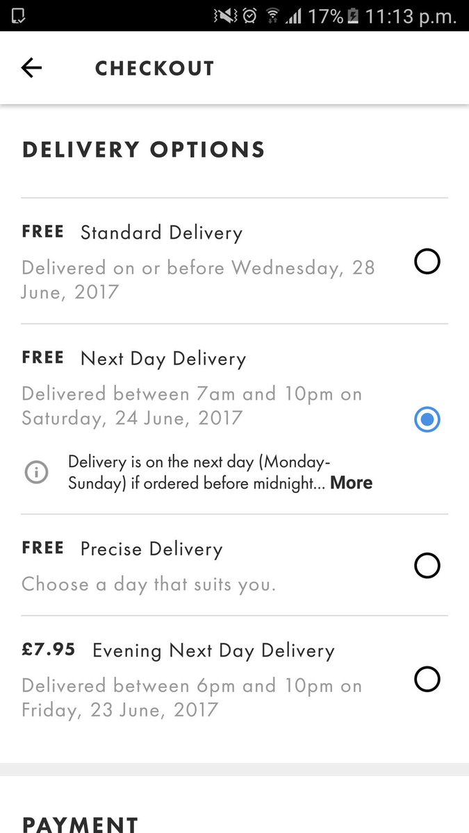 JenniDempsey's tweet photo. @ASOS_HeretoHelp just ordered at 11.13pm, says i can get free nextday deliv if ordered before 12 but only offering saturday deliv? #huh? https://t.co/BKdxPhVyGZ