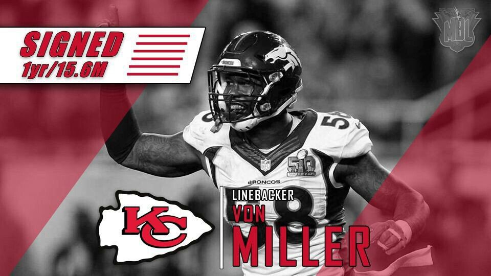 MblWeekly's tweet image. Vonn Miller signs a 1 Year 15.6 Million Dollar Contract with the Kansas City Chiefs! @BomberLeague