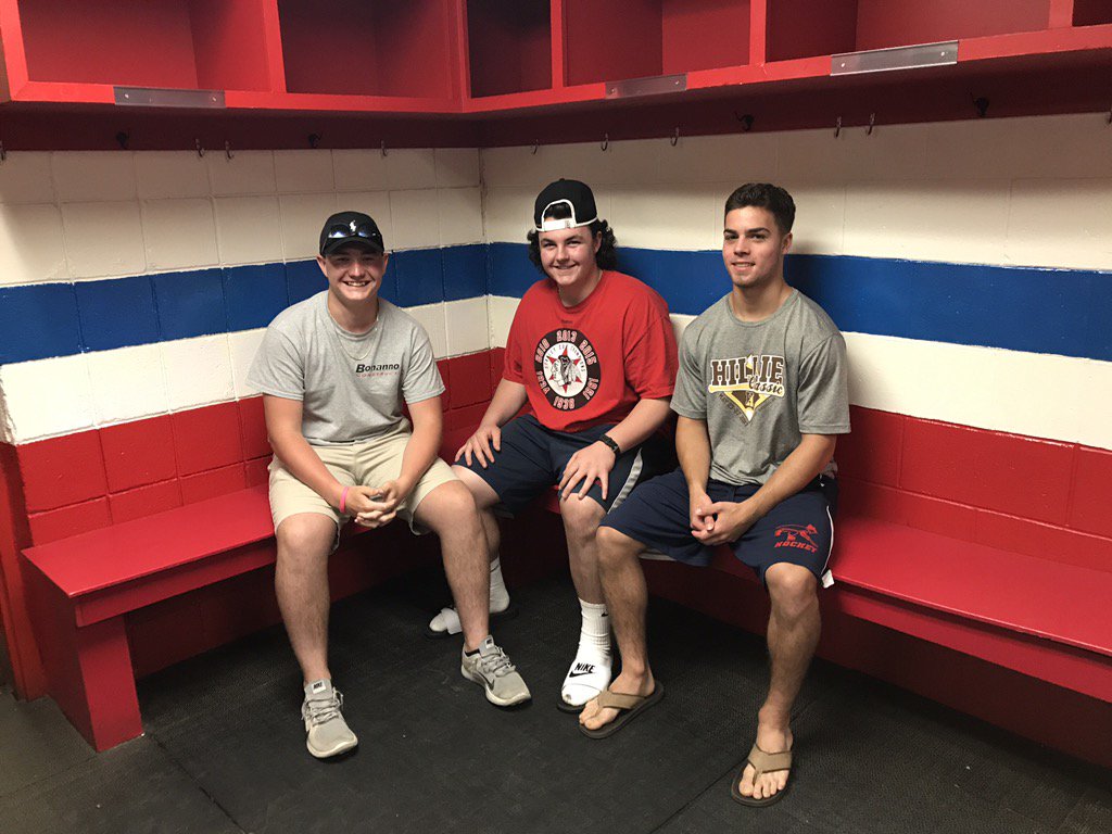 Red_devilhockey's tweet photo. Welcome to Captains corner. Congrats Frankie B; Paul B;Jeff R.'17-18 Red Devil hockey captains. #boschat #rolldevils https://t.co/h3TcT6htqJ
