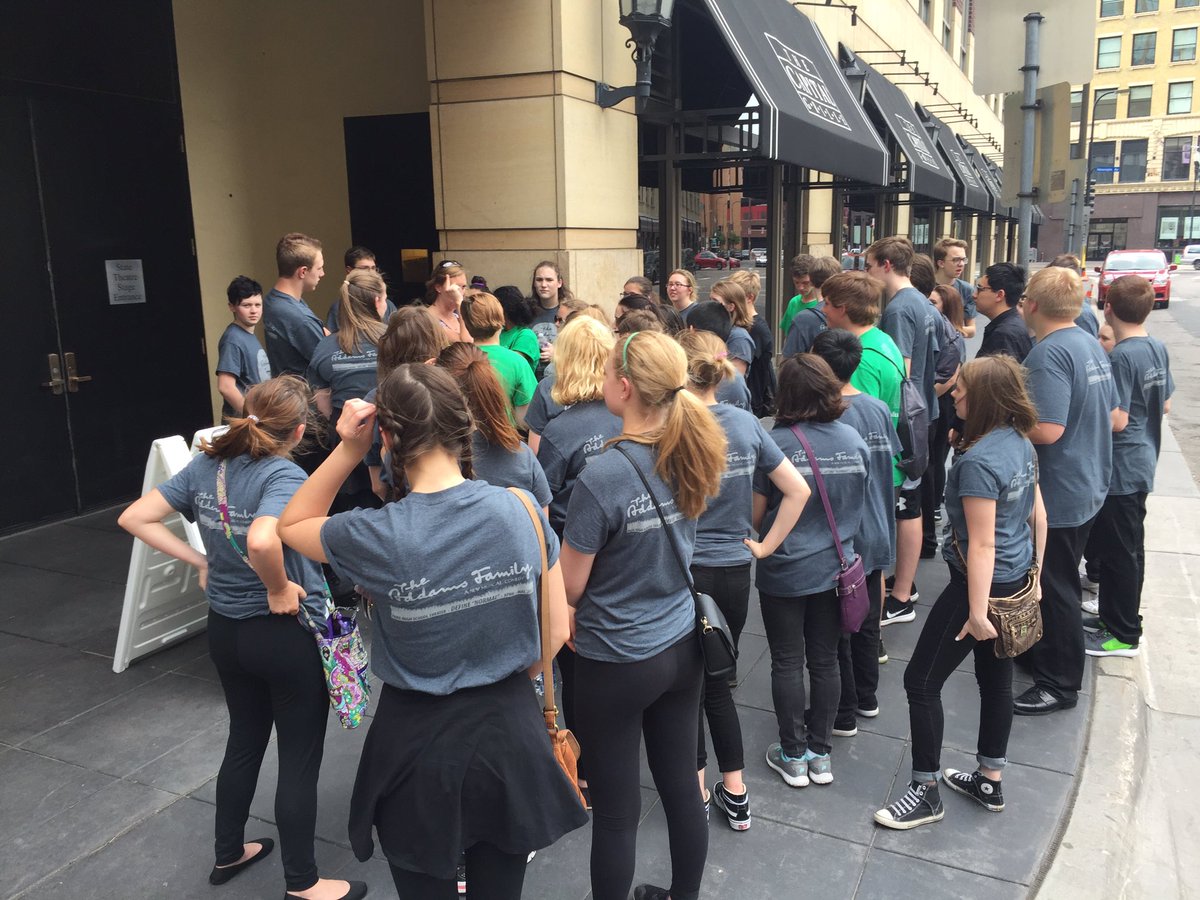 parkchoir's tweet photo. "The Addams Family" cast hit the big city today for Spotlight rehearsal at the State Theater ... They are ready for Tuesday night! https://t.co/5HnSaJYqwj