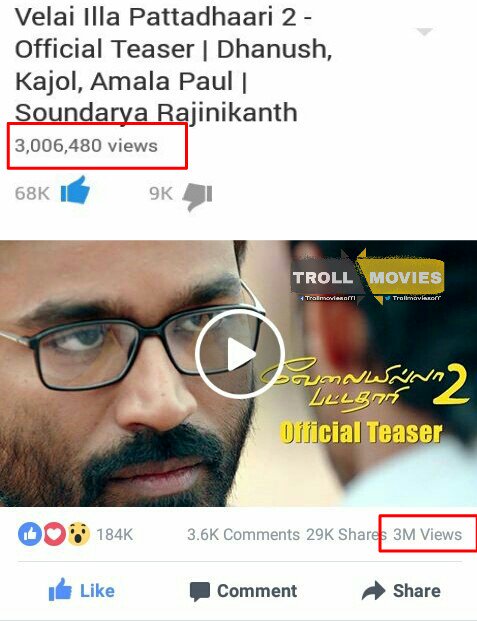 DhanushkFans's tweet photo. Yt + Fb
3M + 3M #VIP2
Masss Pakkamass
#VIP2TeaserHits3MViewsOnYT
#VIP2TeaserHits3MViewsOnFb
#VIP2TeaserHits6MViews https://t.co/34xInsj6TB