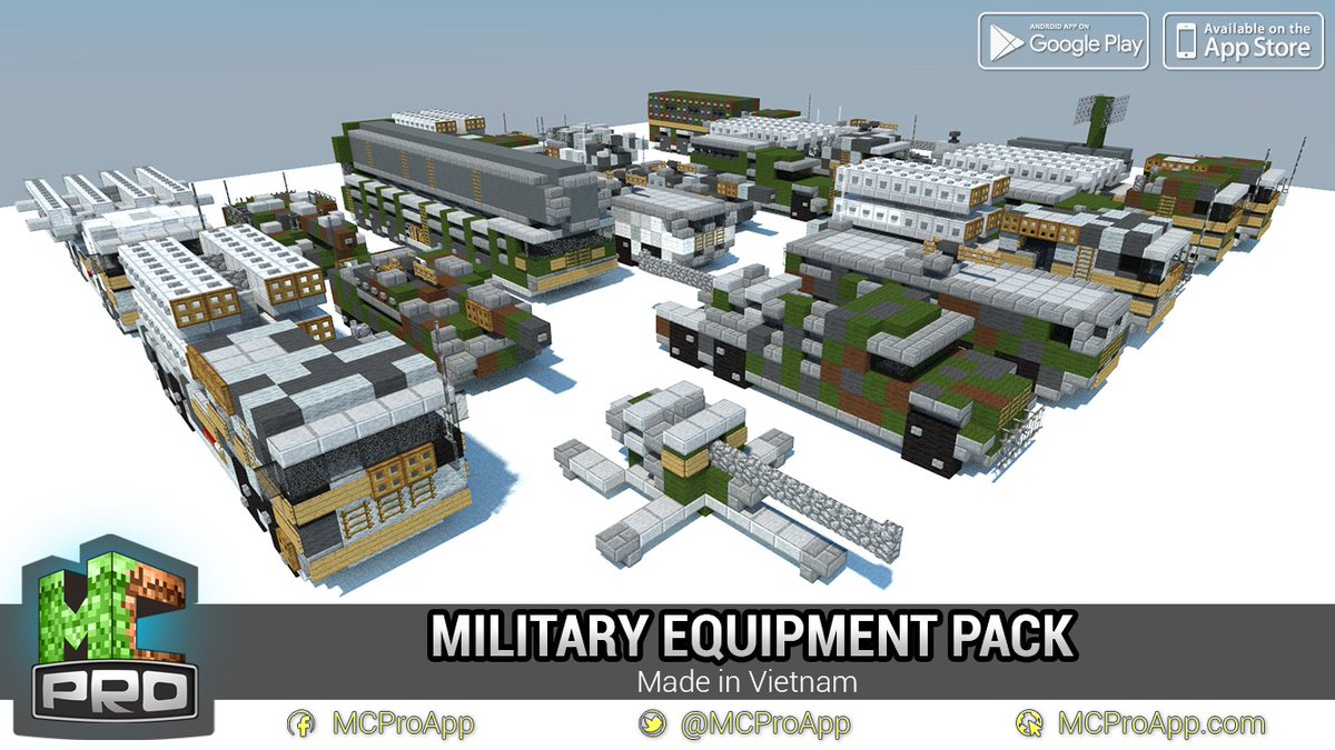 MCProApp's tweet photo. Dozens of Military Equipment pieces by Made in Vietnam team are added to #Minecraft #schematic catalog in #MCProApp https://t.co/NQWext2Hor https://t.co/SfIIH9wsXB