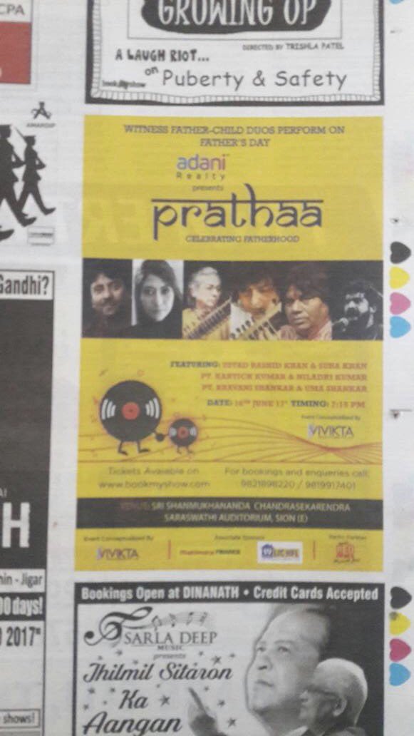 ViviktaEnt's tweet photo. #Prathaa2017 is creating waves across various newspaper. 
#ViviktaEntertainers #Mumbai #musicfestival #WorldMusic #IndianClassicalMusic https://t.co/K6Sjho8tyb