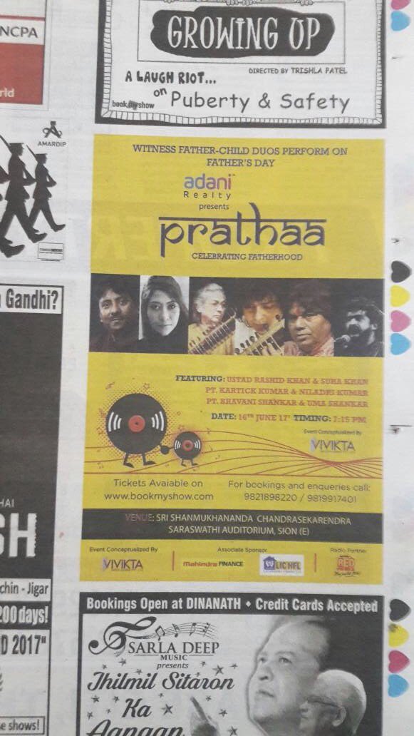 ViviktaEnt's tweet photo. #Prathaa2017 is creating waves across various newspaper. 
#ViviktaEntertainers #Mumbai #musicfestival #WorldMusic #IndianClassicalMusic https://t.co/K6Sjho8tyb