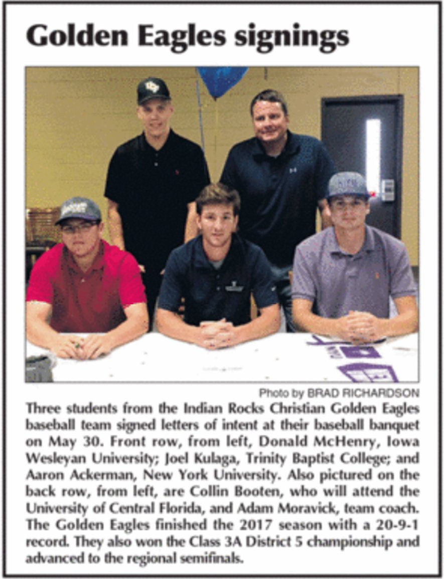 BradKRicha88's tweet photo. Be sure to pickup a #LargoLeader this week. @IrcsBaseball @aaronackerman10 @Donholio1 @jmku9 @bootenc & @moravick22 during βΎοΈ #SigningDay. https://t.co/So4ZYPh9y7