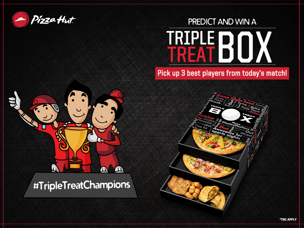 PizzaHutIN's tweet photo. Your favourite players can make you win your favourite pizzas! Predict today’s #TripleTreatChampions &amp; stand a chance to win. https://t.co/Ozi1hpvTCR
