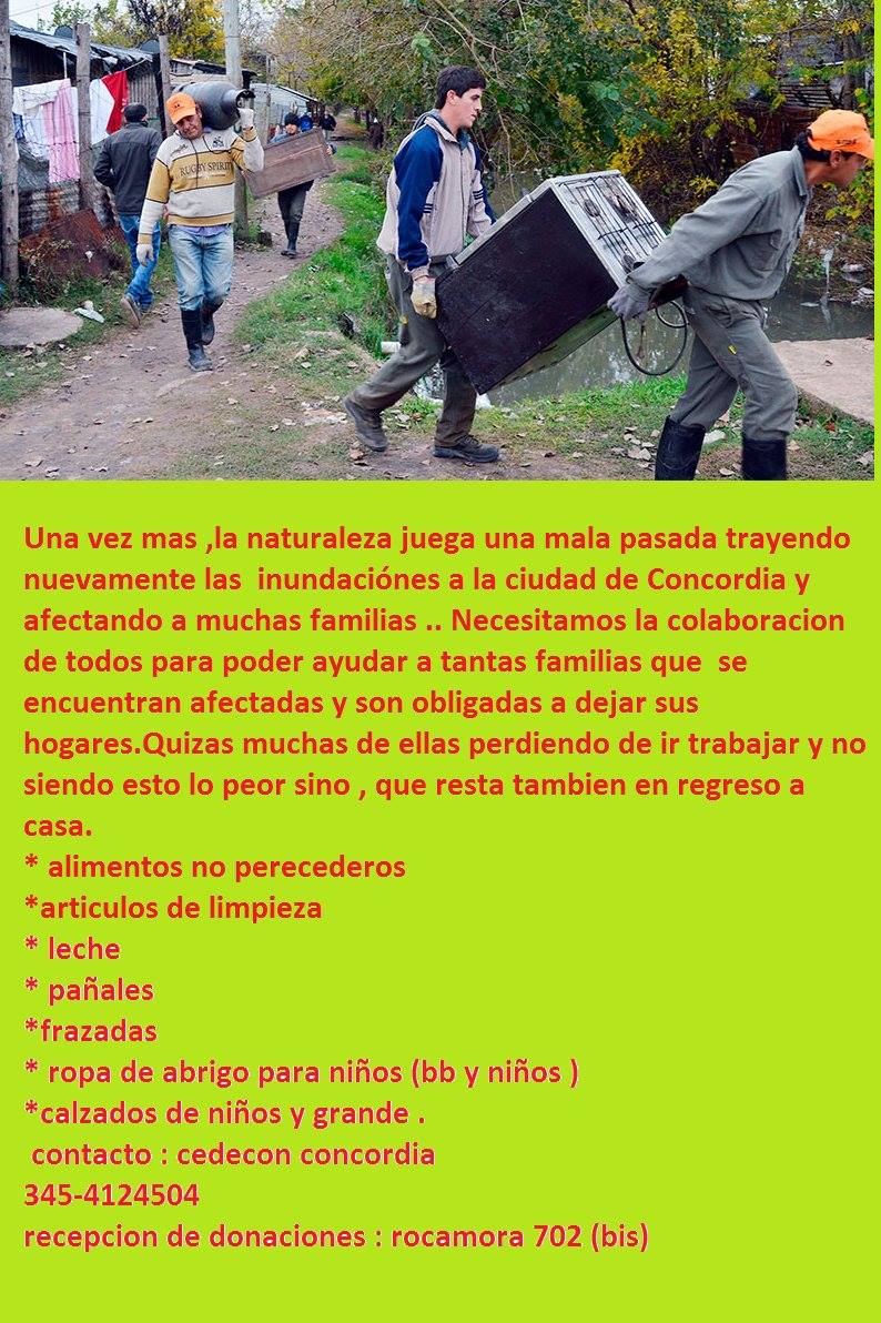 Pajara_12's tweet photo. Desde el DECECON nos piden difundir este llamado a la solidaridad con la gente de Concordia afectadas por las inundaciones @cedecon09 https://t.co/eblkwSZ99d
