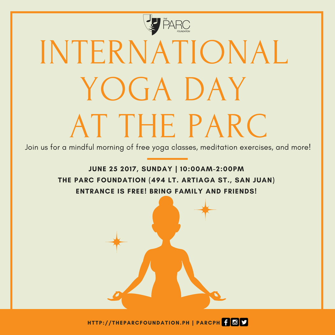 parcph's tweet photo. Namaste! 🙏🏻 We're celebrating #InternationalYogaDay at The PARC! See you on June 25 for free #yoga classes, meditation exercises, and more! https://t.co/pjGQH1mnJZ