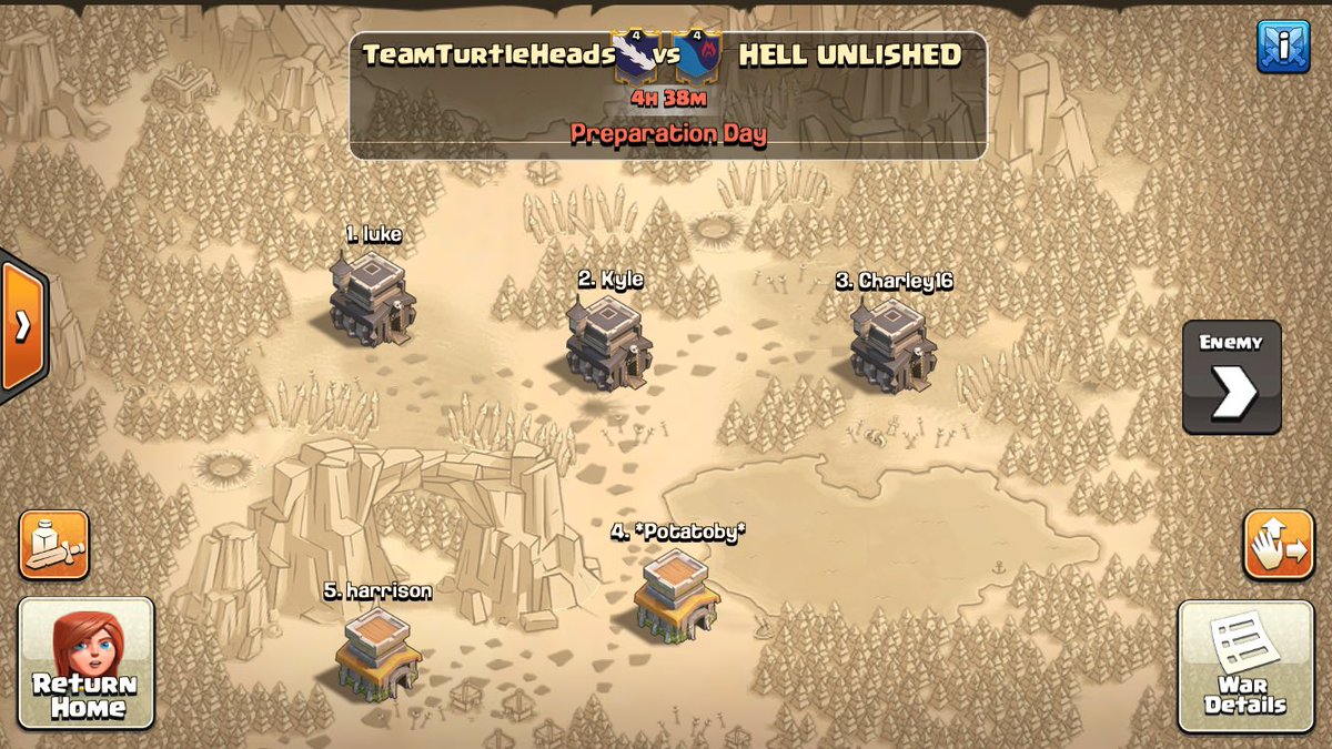 TeamTurtleHeads's tweet photo. After back to back war losses we find ourselves against 'HELL UNLISHED' TTH are well prepared for this war, ready for victory #ClashOfClans❤ https://t.co/l9AnuAZPHY