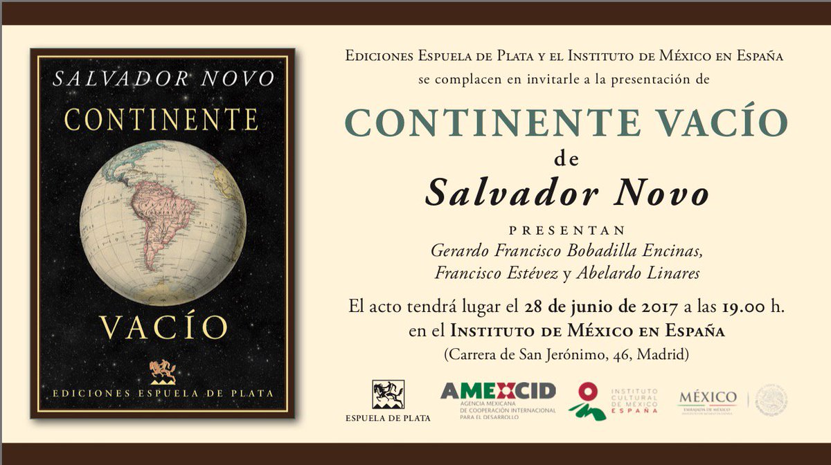Editlaindeleble's tweet image. #Presentación del #libro "Contiene Vacío" de #SalvadorNovo en el @IMEXEsp presentan Gerardo Bobadilla, Francisco Estévez y Abelardo Linares.