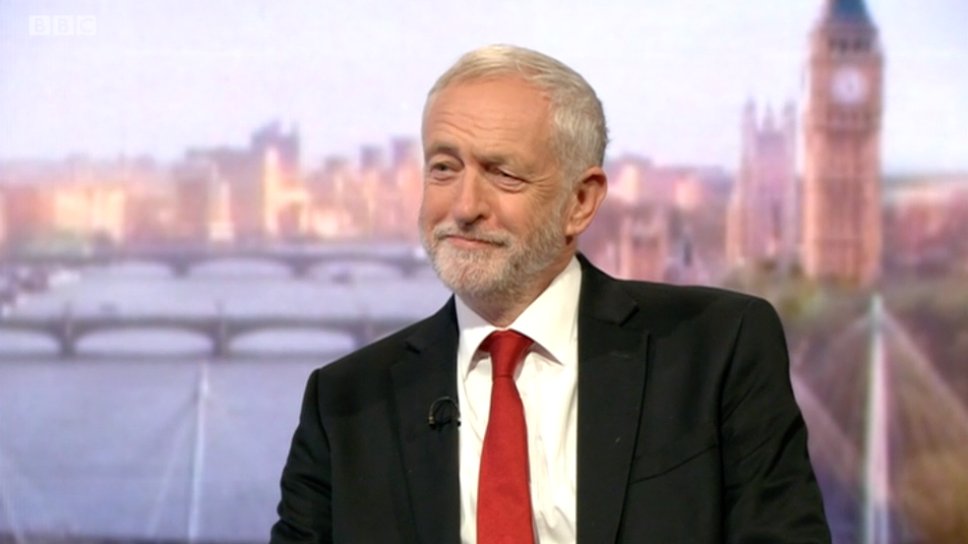 matthewchampion's tweet photo. #Marr: "You're looking chipper."

Corbyn: "It's a nice sunny morning." https://t.co/gyZXUa1rJu