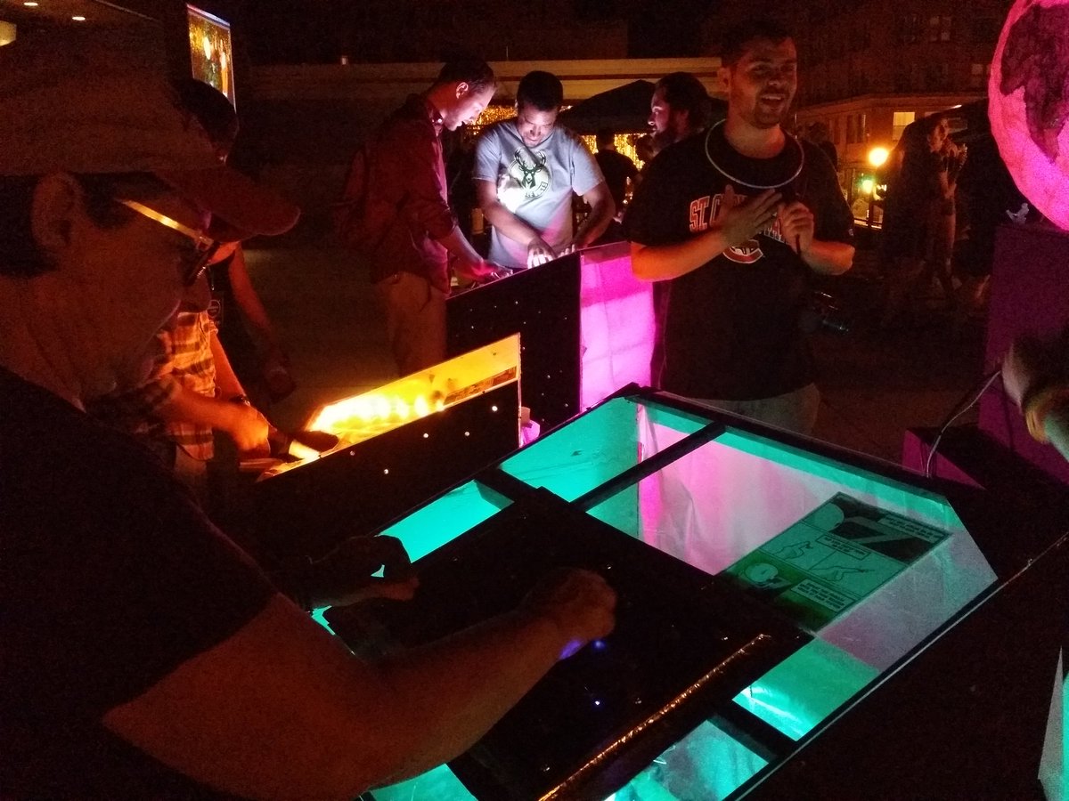 drobdesign's tweet photo. easily my favorite project at #NorthernSpark , a cooperative 3 player game using analog controls to keep earth systems balanced #NSPK17 https://t.co/5Nmw3nLd0c