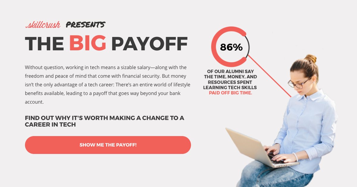 Skillcrush's tweet image. Working in tech means a #BigPayoff. Here&apos;s why hubs.ly/H07MbRM0