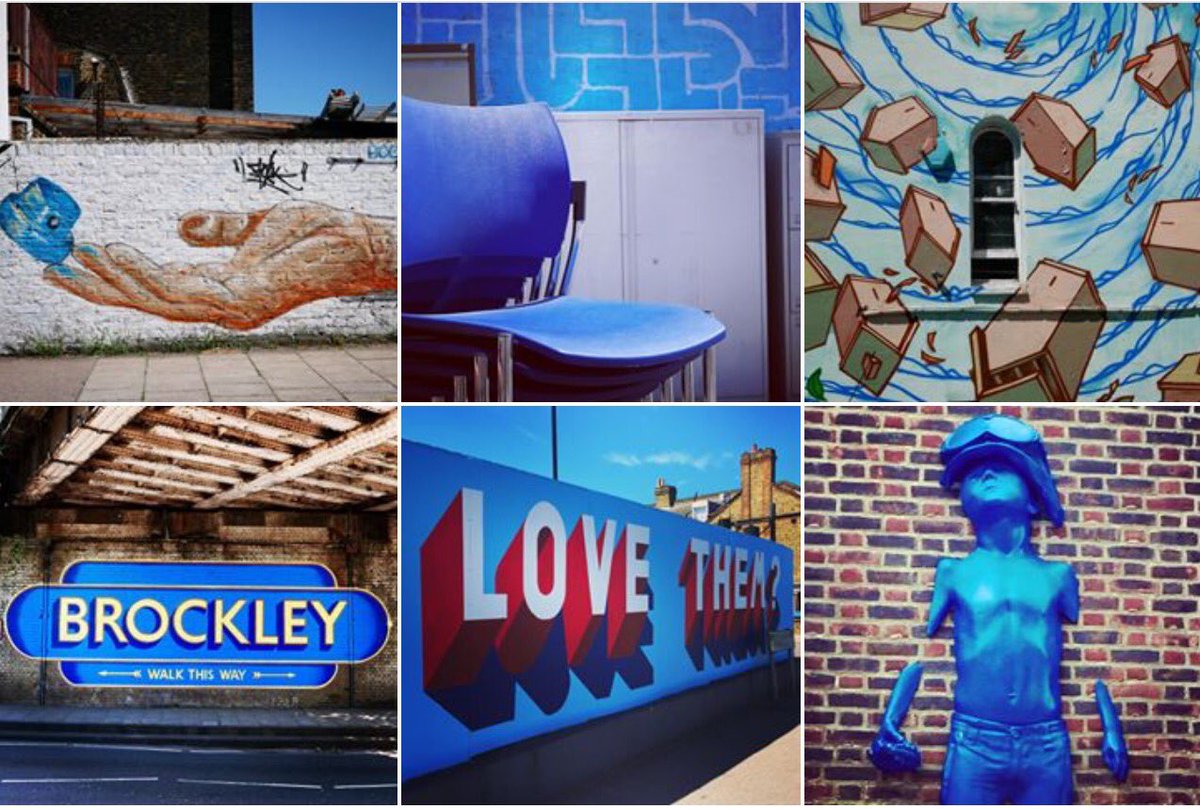 Blue hues of new street art in #Brockley South London #StreetArt #graffitiart #streetphotography #London #urbanart #LondonStreetArt #blue